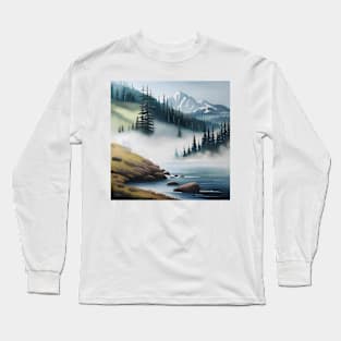 Foggy Landscape Forest Long Sleeve T-Shirt